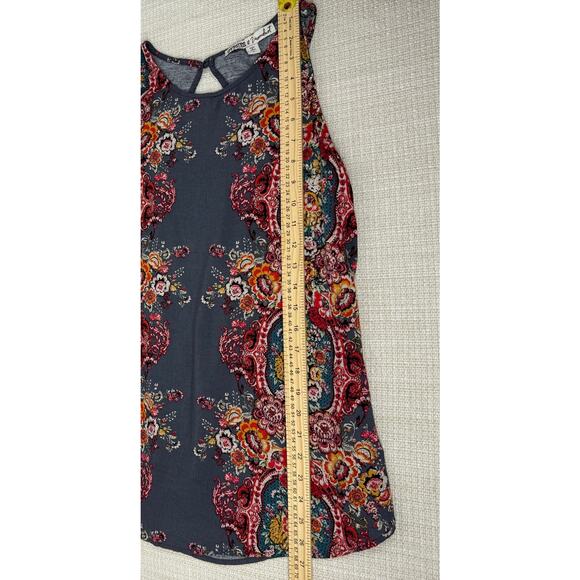 Gypsies & Moondust Blouse Tank Top Size M Gray Floral Print Sleeveless‎ Women's - Picture 5 of 5